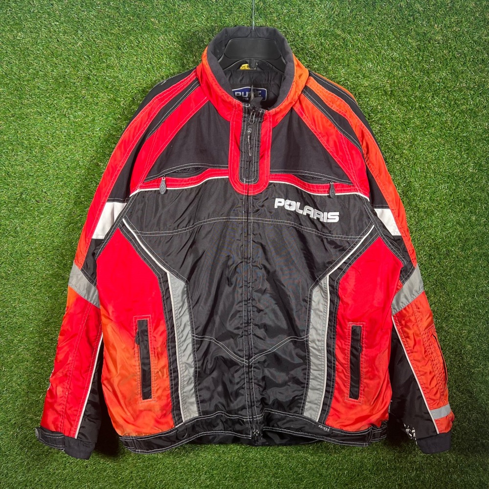 Pure Polaris Snowmobile Racing Jacket Red Black Men XL Colorblock‎ Winter Coat